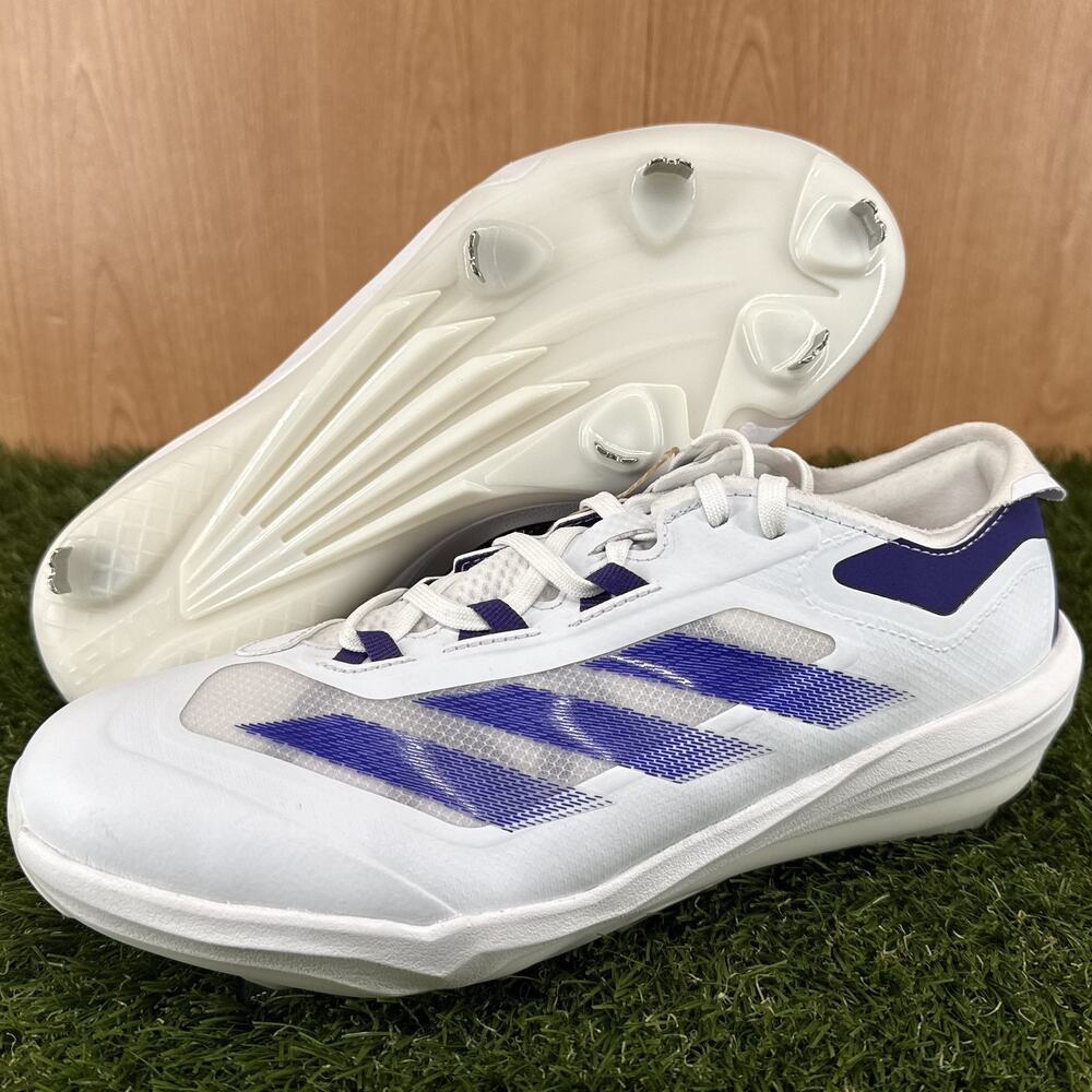 adidas Adizero Afterburner 10 White Team Purple Baseball Cleats JR3062 Mens Sz 8